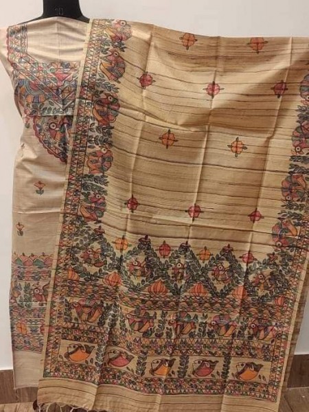 Madhubani Tussar Ghicha suit peices