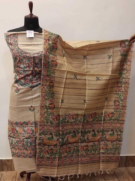 Madhubani Tussar Ghicha suit peices