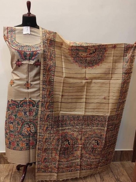 Madhubani Tussar Ghicha suit peices