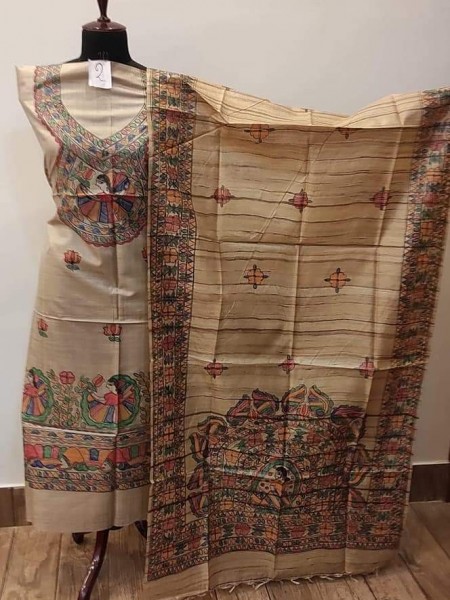 Madhubani Tussar Ghicha suit peices