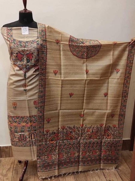 Madhubani Tussar Ghicha suit peices