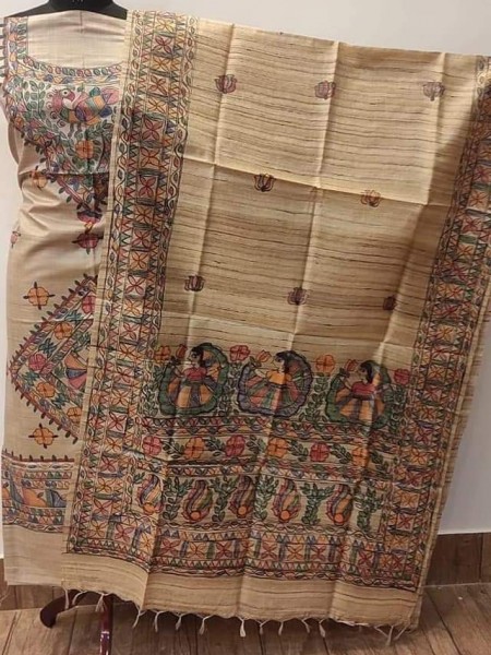 Madhubani Tussar Ghicha suit peices