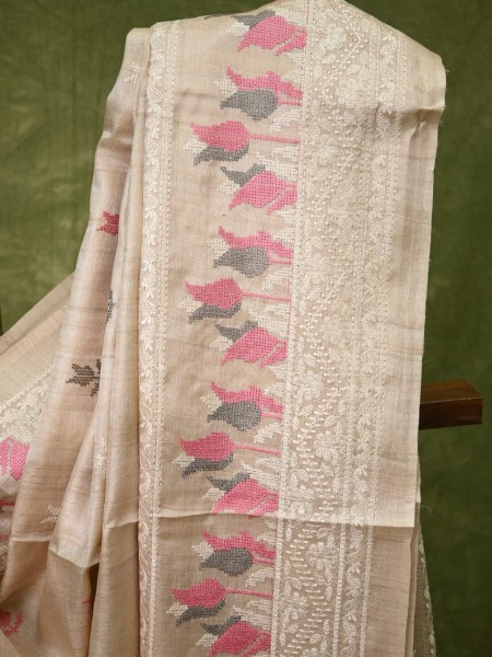 Desi Tussar Sarees with embroidery