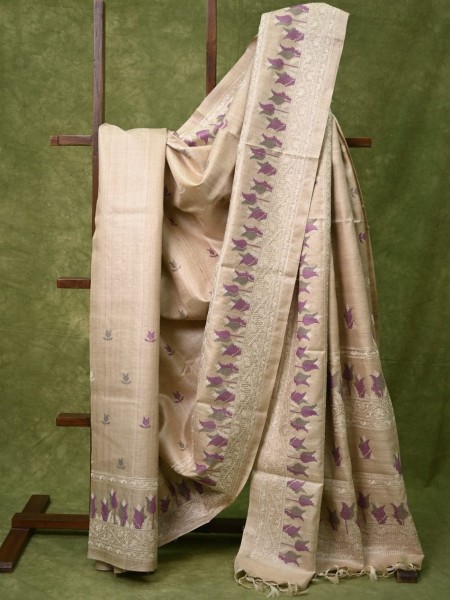 Desi Tussar Sarees with embroidery