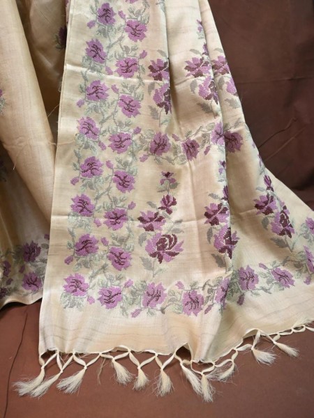 Desi Tussar Sarees with embroidery