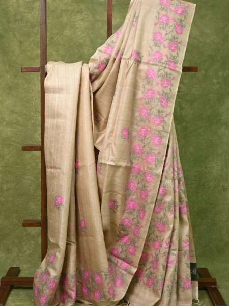 Desi Tussar Sarees with embroidery