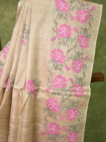 Desi Tussar Sarees with embroidery