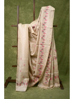 Desi Tussar Sarees with embroidery