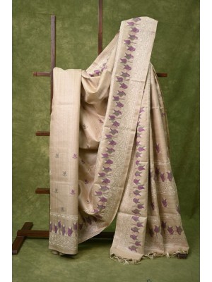 Desi Tussar Sarees with embroidery