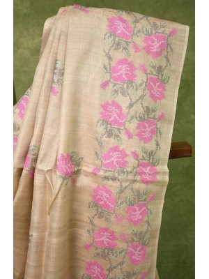 Desi Tussar Sarees with embroidery